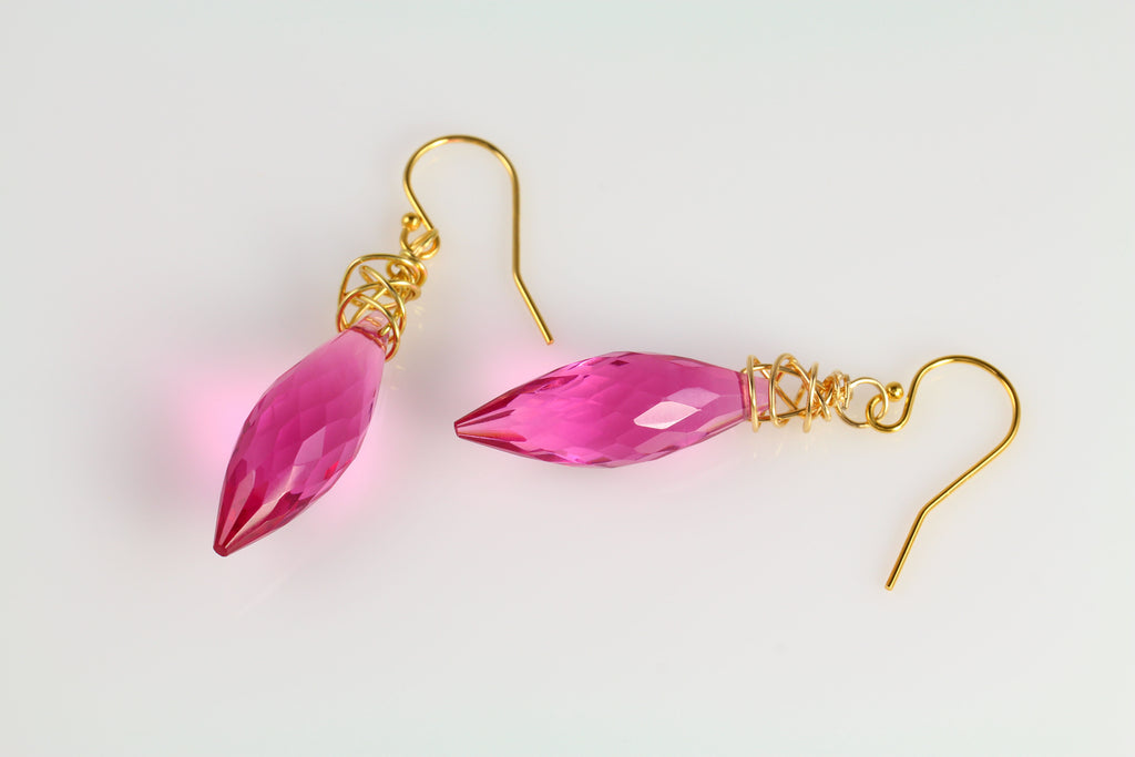 Hot Pink Marquise Drop Earrings