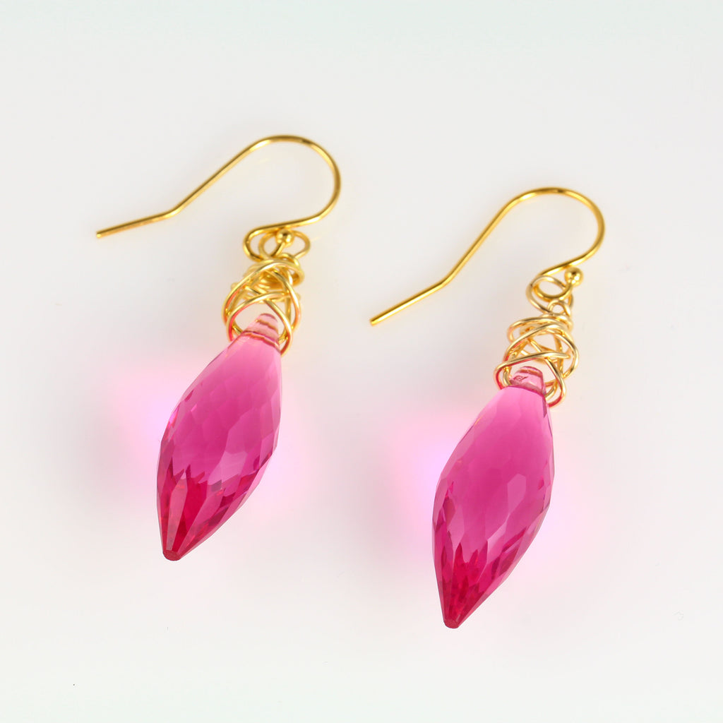Hot Pink Marquise Drop Earrings