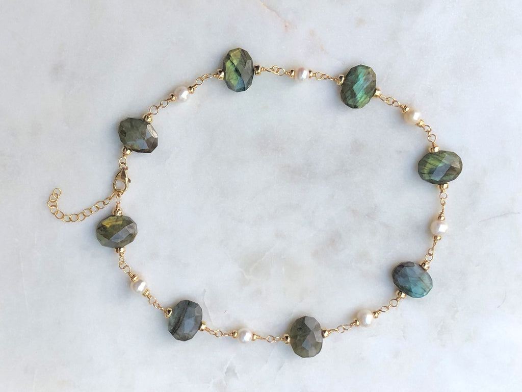 Labradorite and Fresh Water Pearl Necklace